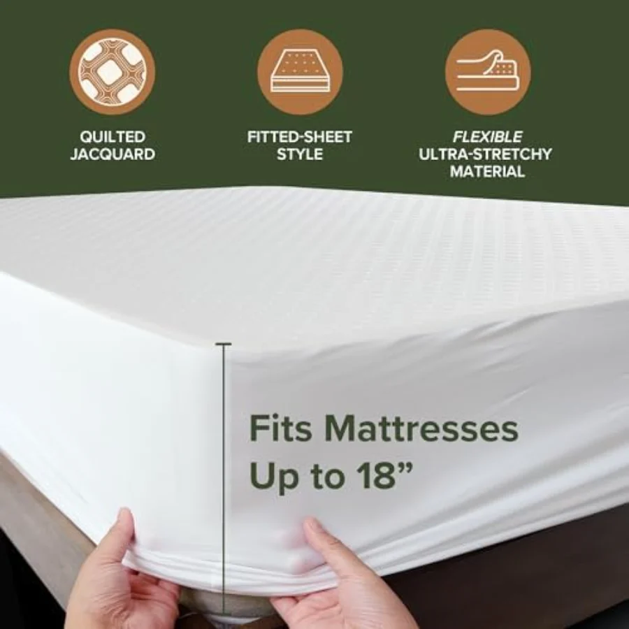 Hotel-Grade Viscose Blend Mattress Protector Full, view 4