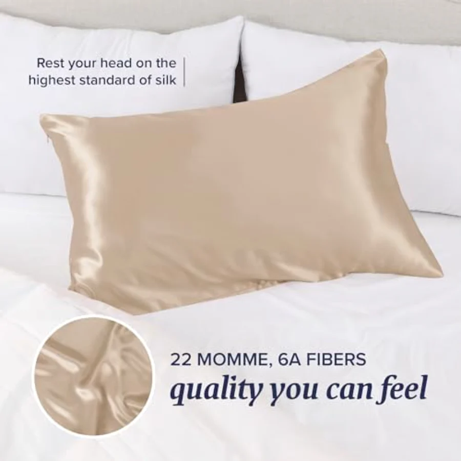 22 Momme 6A Grade Pillowcases Queen, Champagne, view 4