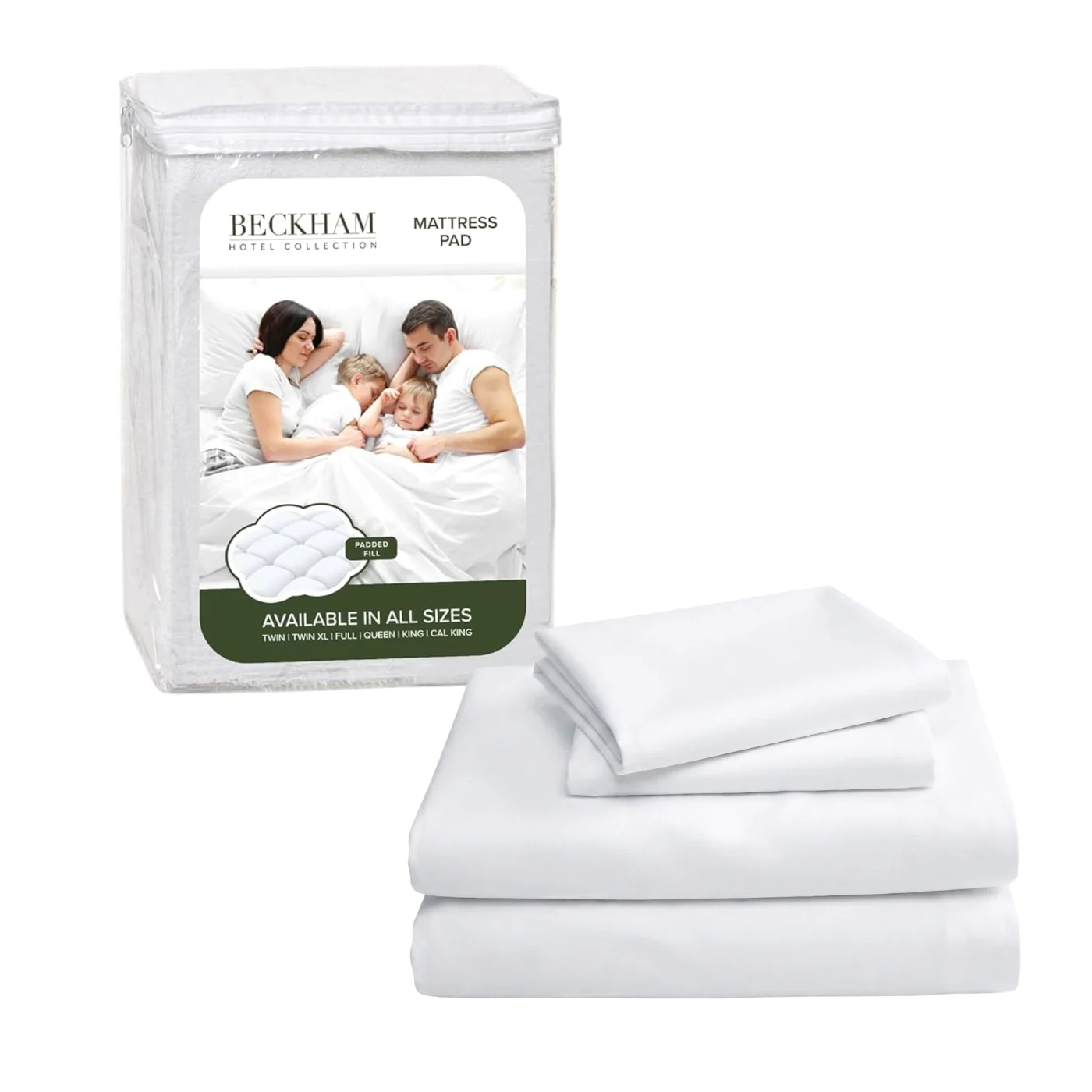 Deep Pocket Mattress Pad Queen, White