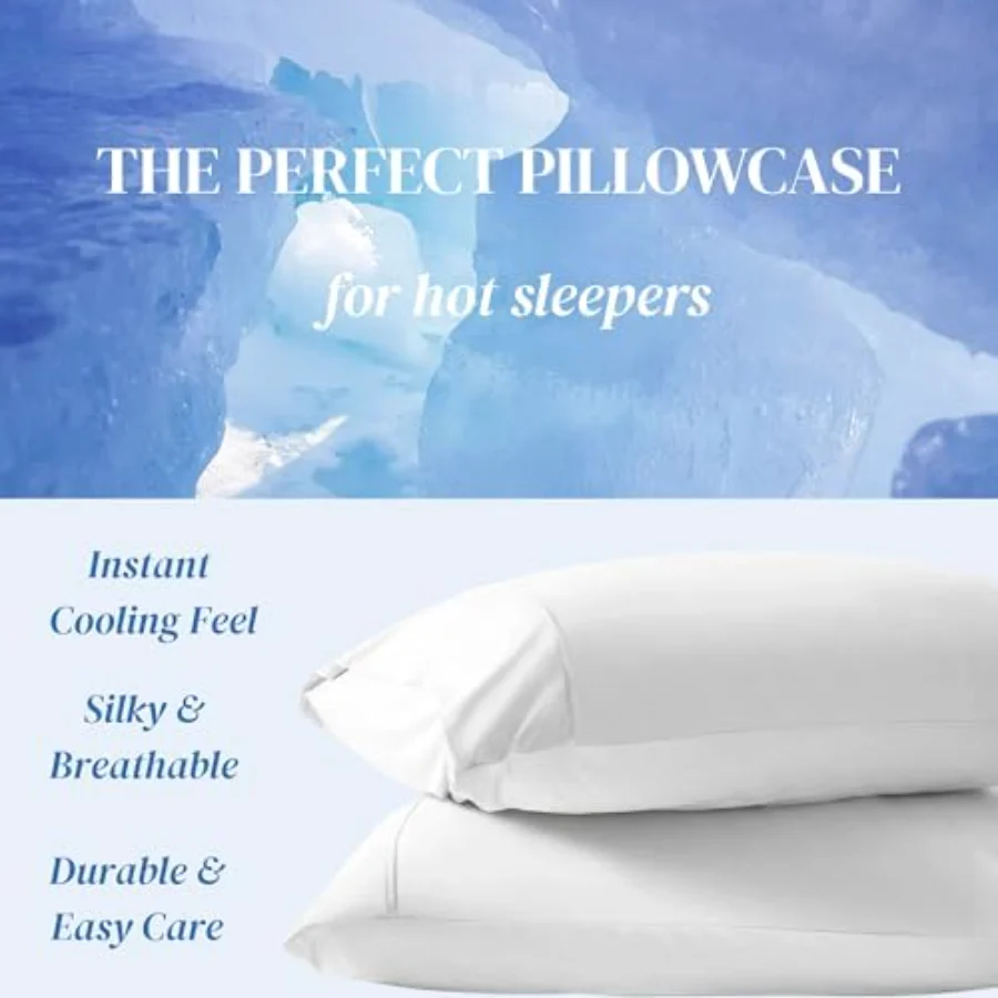 White Cooling Sand Cotton Pillowcases King, view 5
