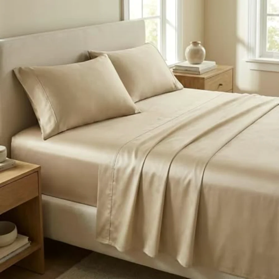 Cotton Pillowcases King, Set of 4, Sand, view 2