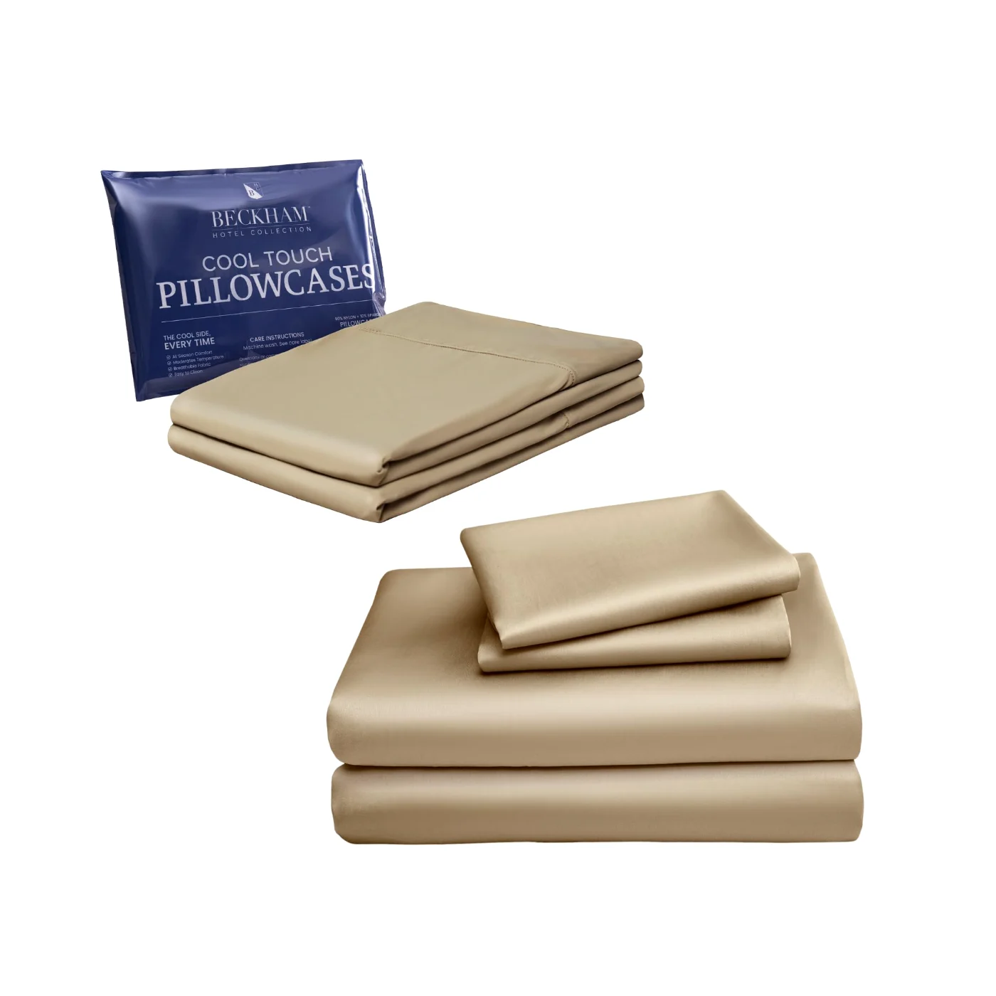 Cotton Pillowcases King, Set of 4, Sand