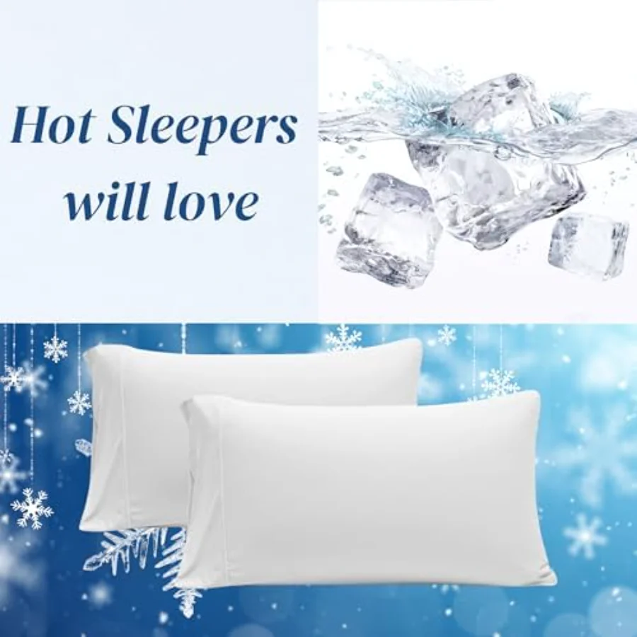White Cooling Sand Cotton Pillowcases King, view 3