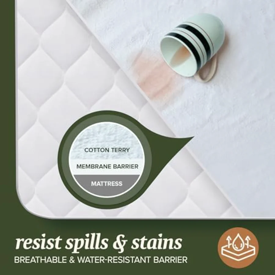 Hotel-Grade Cotton Blend Mattress Protector Twin XL, view 2