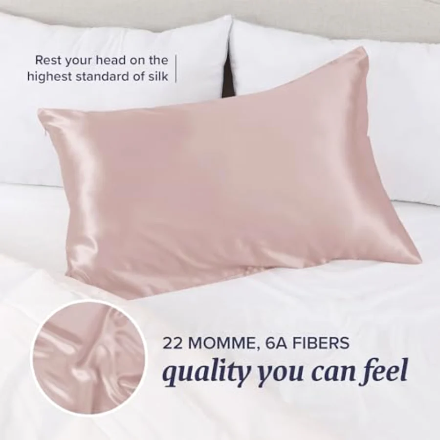 22 Momme 6A Grade Pillowcases Queen, Cherry Pink, view 4