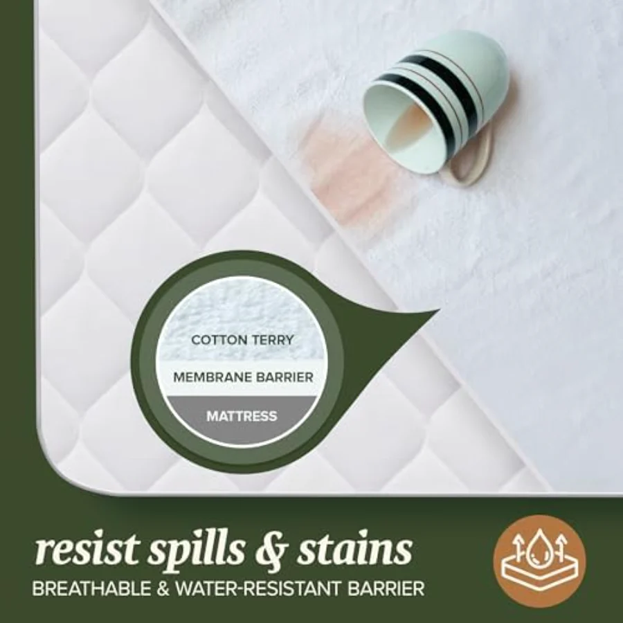Hotel-Grade Cotton Blend Mattress Protector Full, view 2