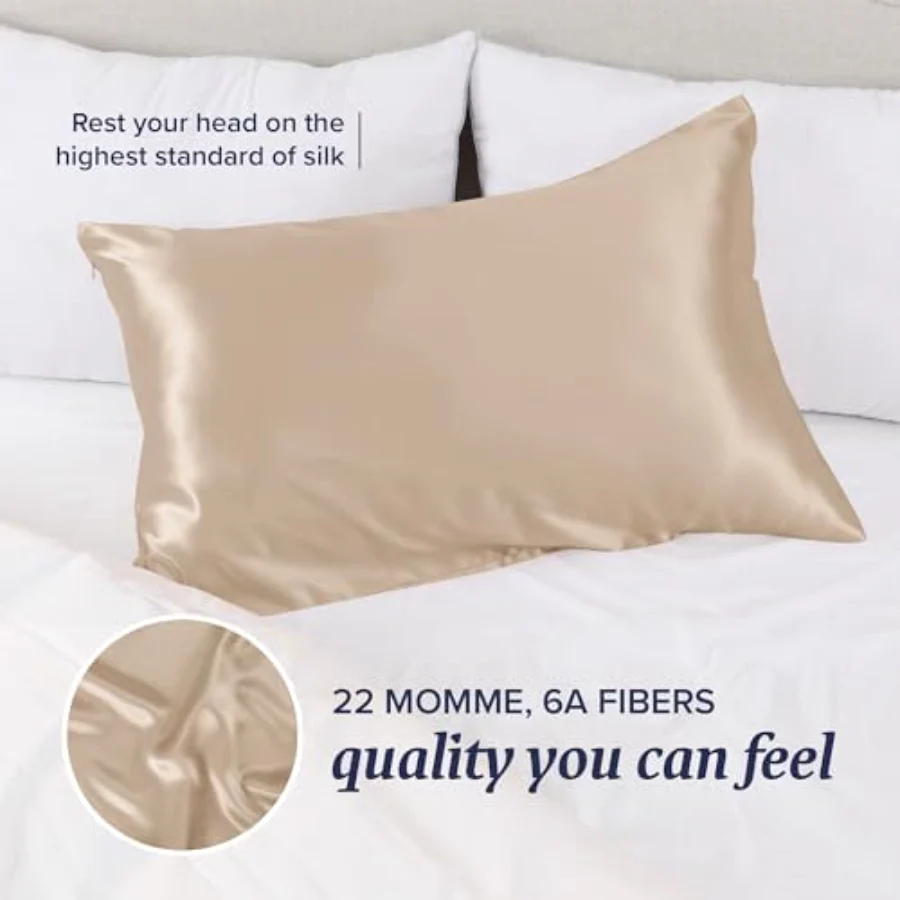 22 Momme 6A Grade Pillowcases King, Champagne, view 4
