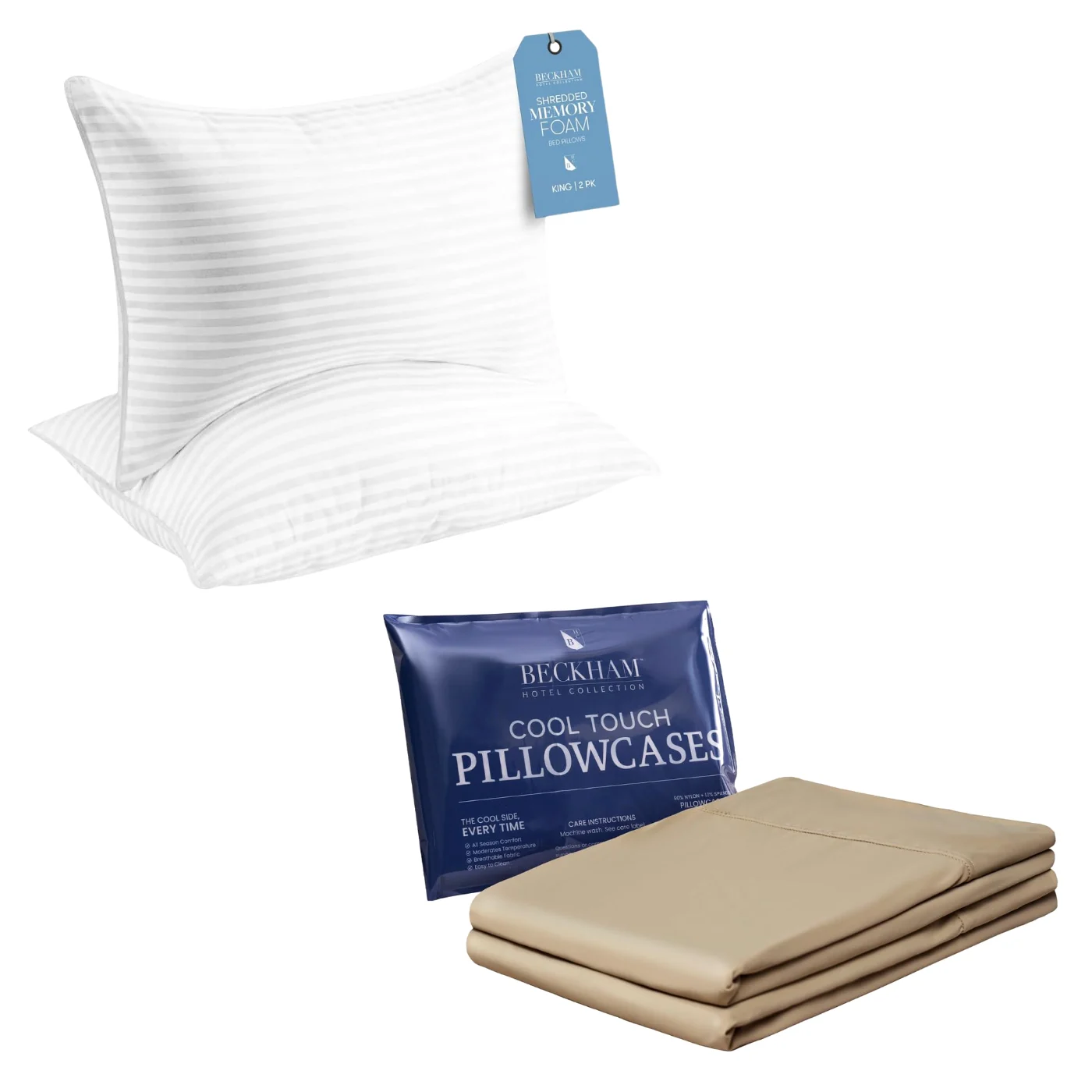 Memory Foam Pillowcases King, Set of 2