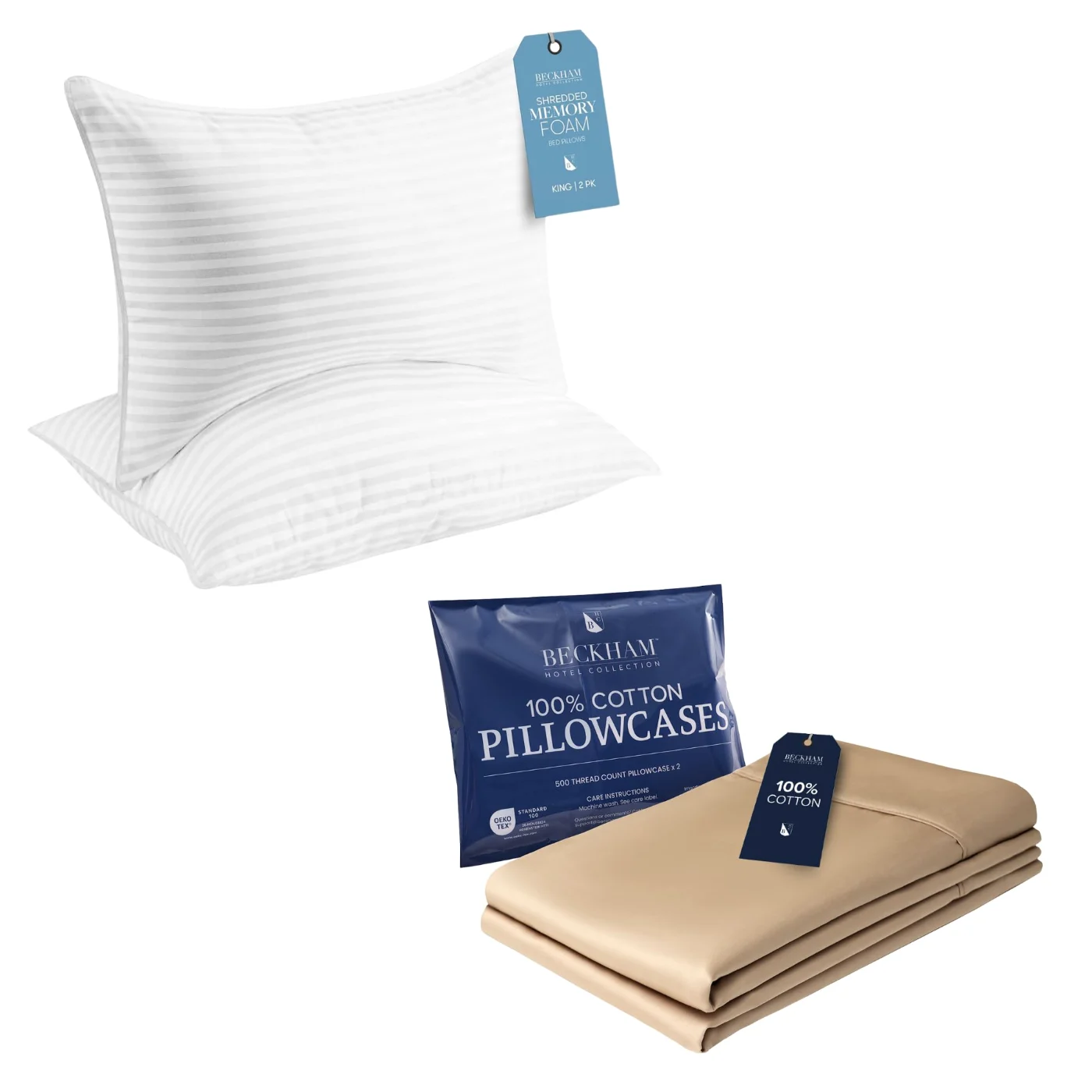 Memory Foam Bedding Bundle King, Set of 2