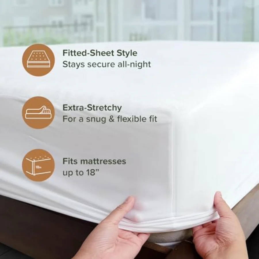Hotel-Grade Cotton Blend Mattress Protector Full, view 5