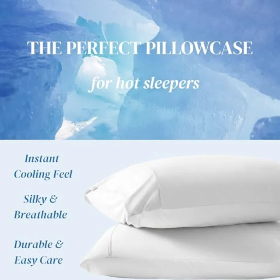 White Cooling Sand Cotton Pillowcases Queen, view 5