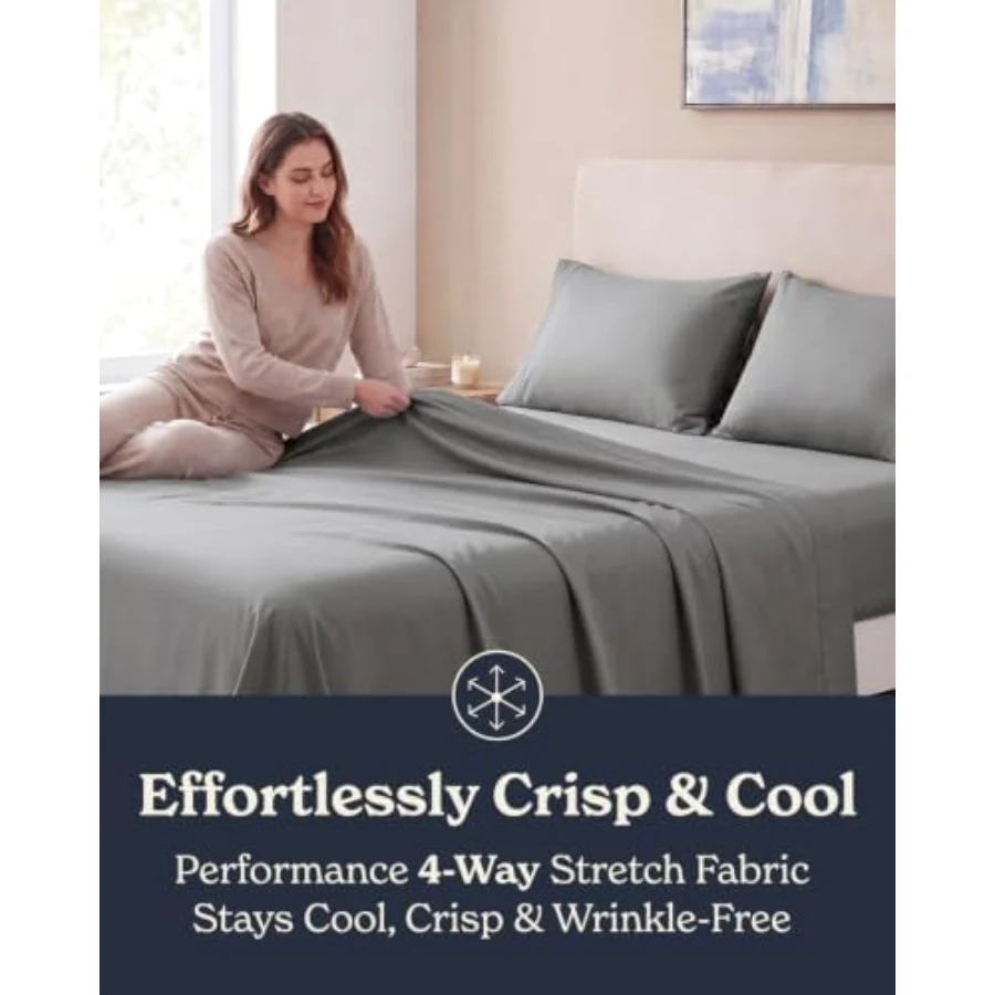 Cooling Sheet Set Queen, Set of 4, 04 - Dark Gray, view 7