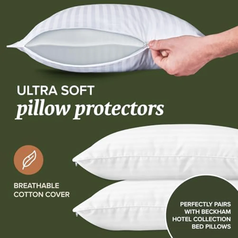White Pillow Protectors Queen, Set of 4, view 2