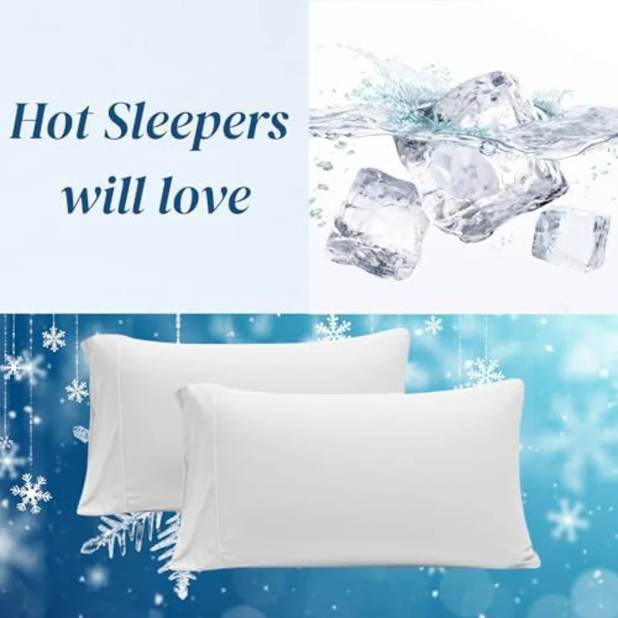 White Cooling Sand Cotton Pillowcases Queen, view 3