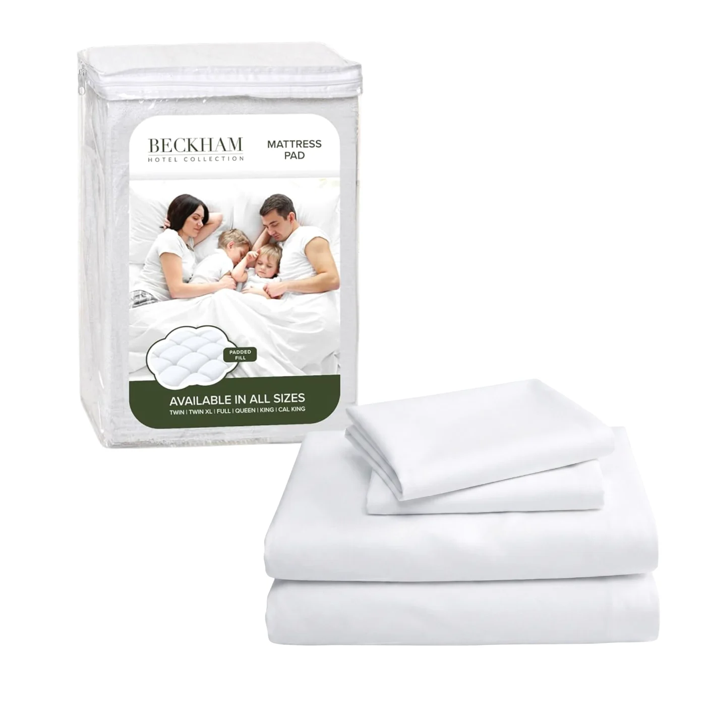 Deep Pocket Mattress Pad Cal King, White